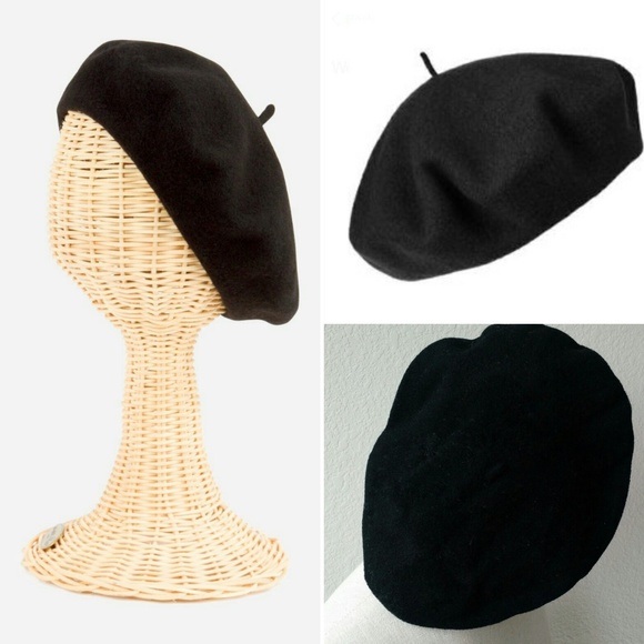 FRENCH BERET Black Wool Vintage Retro Hat Beatnik Jazz Streetwear - Picture 3 of 9